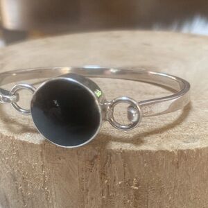 Chunky Black Onyx sterling silver bangle